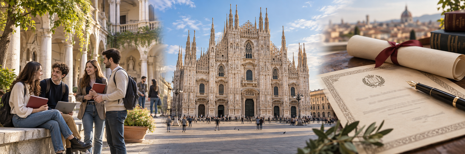 Duomo de Milán y diploma universitario para la declaración de valor italiana